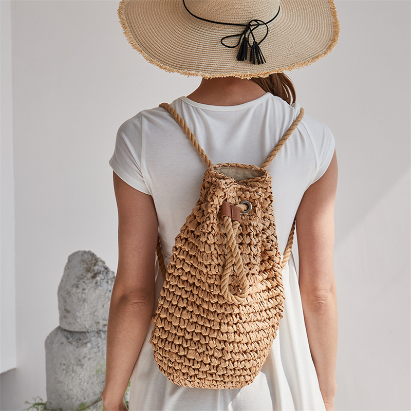 Women'S Raffia Bags - 2023 여름 캐주얼 밀짚 배낭 여성