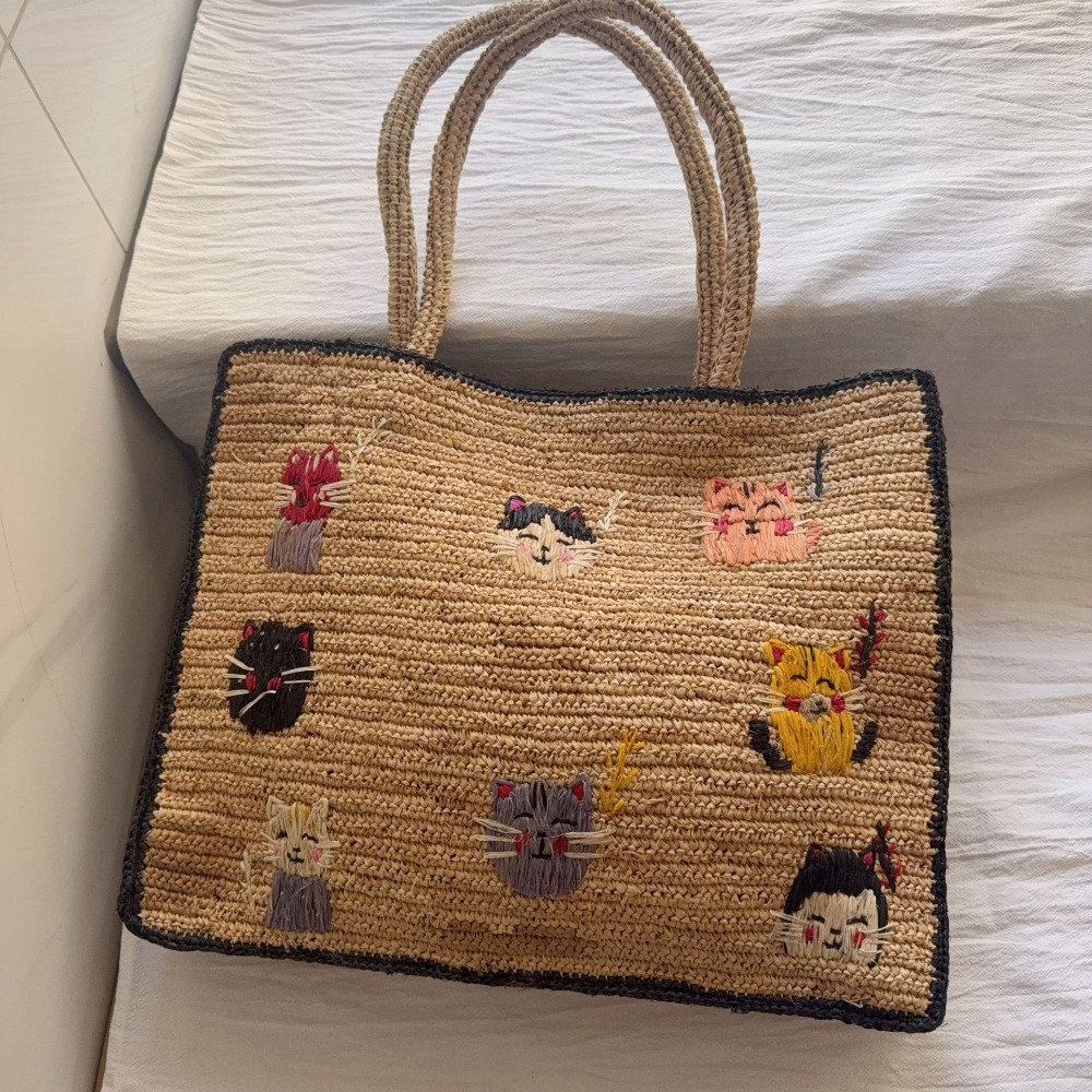 Women'S Raffia Bags - 2026 신상 라피아 숄더백 손자수 귀여운