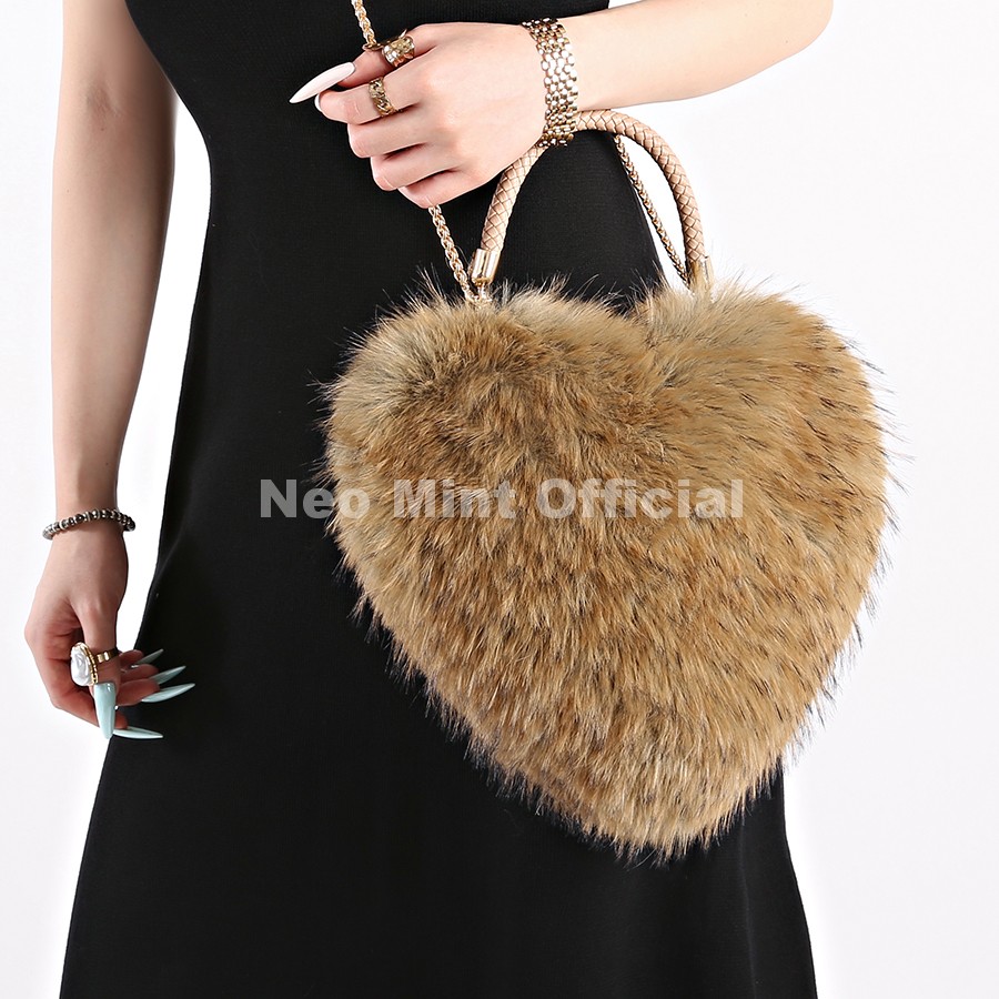네오 민트 럭셔리 인조 너구리 털 하트 모양 가방, 여 - Women Bags Ru 리뷰 및 가격