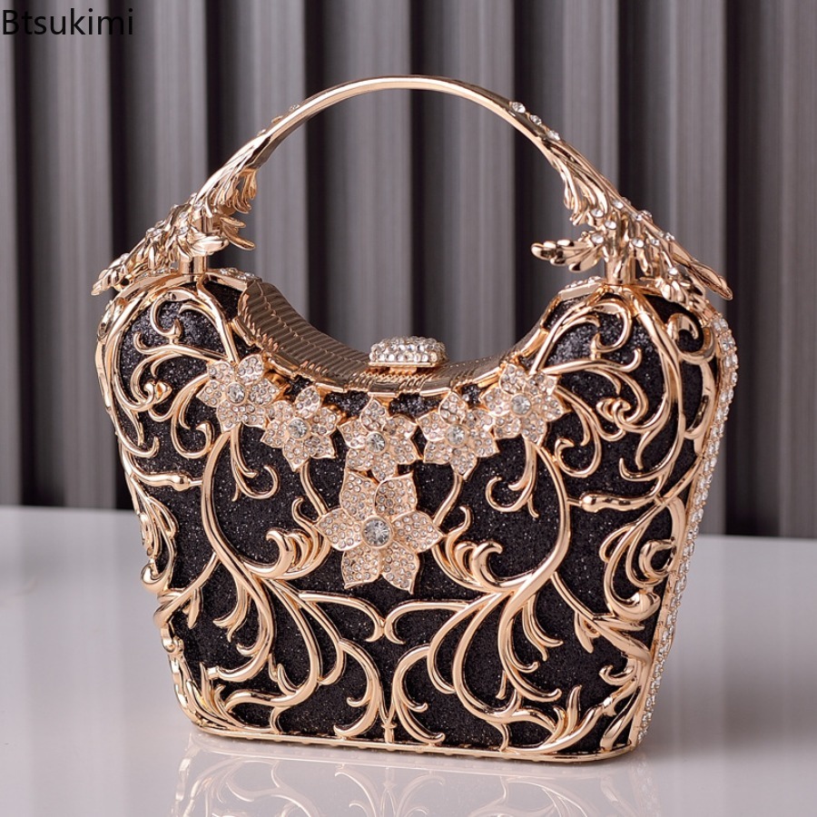 속이 빈 메탈 이브닝 백 여성 패션 반짝이는 파티 연회 - Women Bags On Sale 리뷰 및 가격