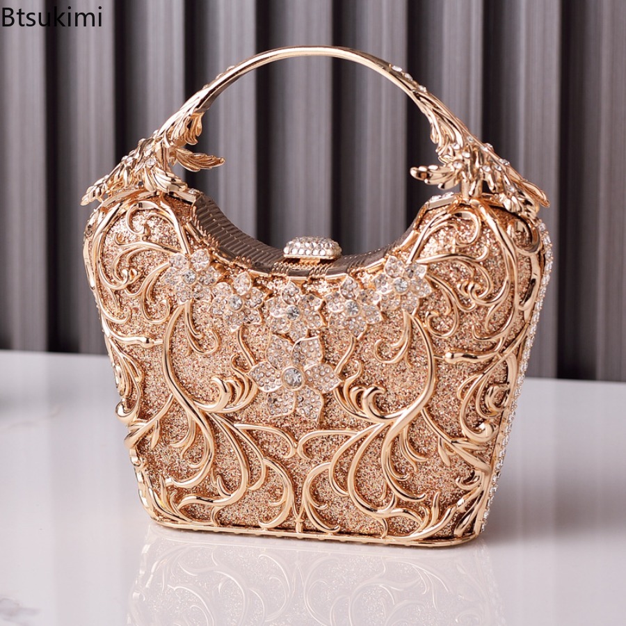 속이 빈 메탈 이브닝 백 여성 패션 반짝이는 파티 연회 - Women Bags On Sale 리뷰 및 가격