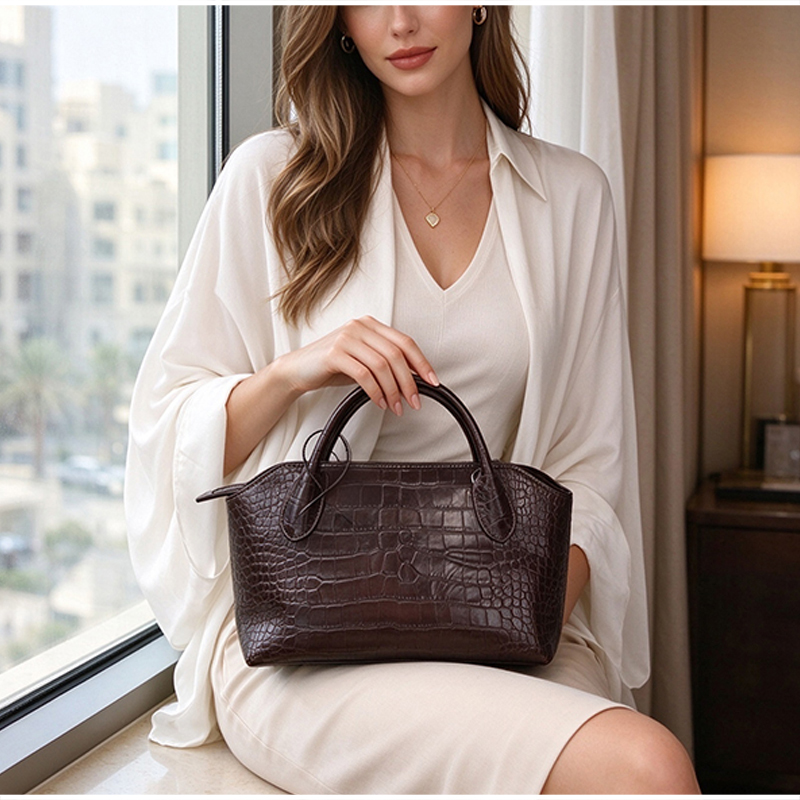 고급스러운 여성용 크록스 패턴의 탑 핸들 핸드백, 우아 - Women Hand Bags For Office 리뷰 및 가격