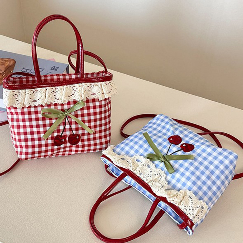 여성용 새 핸드백 한국 체크 무늬 폴카 도트 리본 귀여 - Women Bags Branded 리뷰 및 가격